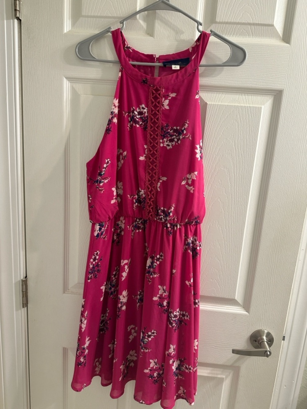 Blue Rain Hot Pink Floral Halter Dress